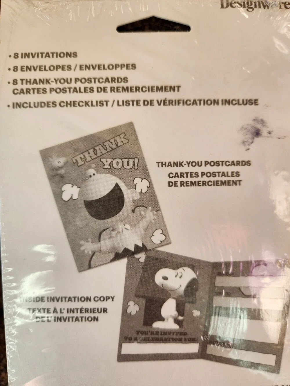 Peanuts Charlie Brown Party Invitations 2 Packs NWT